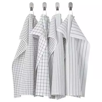 Набор кухонных полотенец (4 шт), RINNIG Tea Towel White/Dark grey/Patterned Set, произв. IKEA