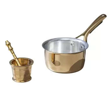 Набор латунной посуды, Brass Saucepan & Mortar and Pestle Set, произв. P-TAL