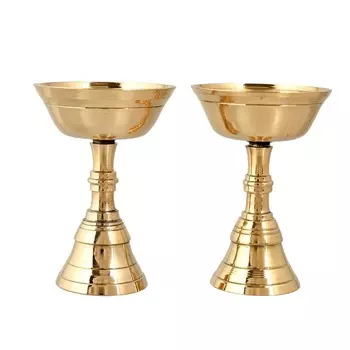 Набор масляных ламп для Пуджи (2 шт), Brass Kerala Diya Brass Oil Lamp Diya for Puja 2 pcs, произв. CraftVatika