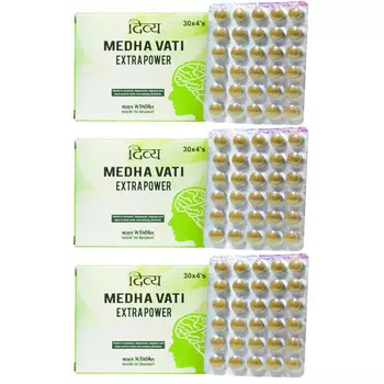 Набор Медха Вати (3 х 120 таб, 500 мг), Medha Vati Extra Power Set, произв. Patanjali