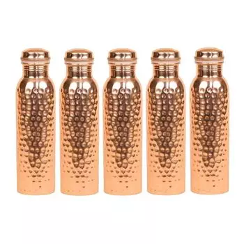 Набор медных бутылок (5 x 950 мл), Hammered Copper Water Bottle Set, произв. Isha Life