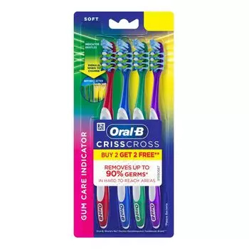 Набор мягких зубных щеток для ухода за деснами (4 шт), Toothbrush Criss Cross Gum Care Soft Set, произв. Oral-B