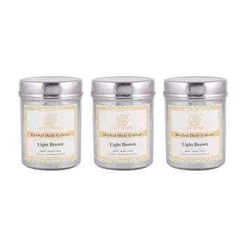 Набор натуральной краски для волос Светло-коричневой (3 x 150 г), Herbal Hair Colour Light Brown Set, произв. Khadi Natural