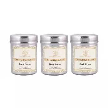Набор натуральной краски для волос: темно-коричневая (3 x 150 г), Herbal Hair Colour Dark Brown Set, произв. Khadi Natural