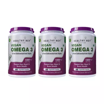 Набор Омега 3 для веганов (3 x 60 кап, 1000 мг), Vegan Omega 3 Set, произв. HealthyHey