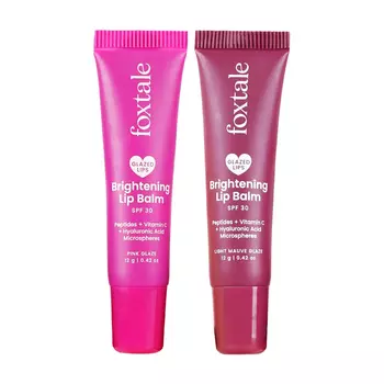 Набор осветляющего бальзама для губ: Розовый и Светло-лиловый (2 x 12 г), Brightening Lip Balm Pink + Light Mauve Glaze Set, произв. Foxtale