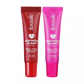 Набор осветляющего бальзама для губ: Рубиновый и Розовый (2 x 12 г), Brightening Lip Balm Ruby + Pink Glaze Set, произв. Foxtale
