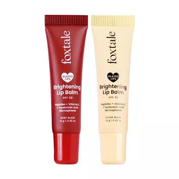 Набор осветляющего бальзама для губ: Рубиновый и Прозрачный (2 x 12 г), Brightening Lip Balm Ruby + Clear Glaze Set, произв. Foxtale