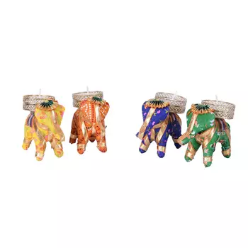 Набор подсвечников Слон (4 шт), Tealight Candle Holder for Home Decoration Elephant 4 pcs Set, произв. Collectible India