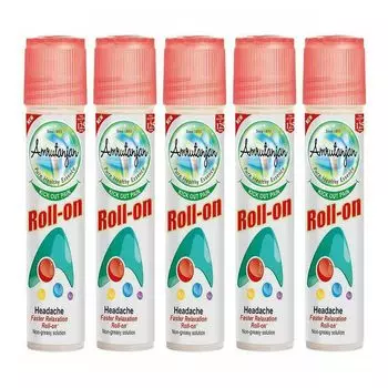 Набор Роликовый бальзам (5 x 10 мл), Headache Faster Relaxation Roll-On Set, произв. Amrutanjan