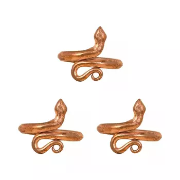 Набор Сарпа Сутра: медное кольцо среднего размера в форме свернувшейся змеи (3 шт), Sarpa Sutra Consecrated Snake Ring Copper Metal Set of 3 (Medium Size), произв. Isha Life