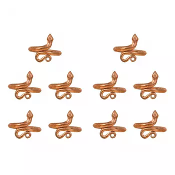 Набор Сарпа Сутра: медное кольцо среднего размера в форме свернувшейся змеи (10 шт), Sarpa Sutra Consecrated Snake Ring Copper Metal Set of 10 (Medium Size), произв. Isha Life