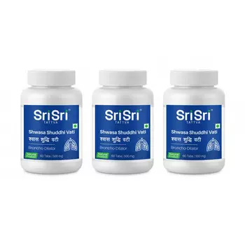 Набор Шваса Шуддхи Вати (3 x 60 таб, 500 мг), Shwasa Shuddhi Vati Set, произв. Sri Sri Tattva