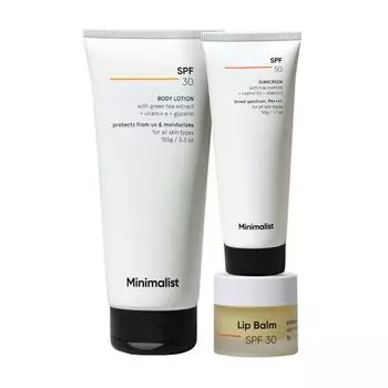 Набор средств защиты от солнца (150 г + 50 г + 8 г), Sun Protection Kit Set, произв. Minimalist