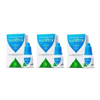 Набор Сунетра: глазные капли 60+ (3 x 10 мл), Sunetra Senior Eyedrop (Above 60 years) Set, произв. Sreedhareeyam