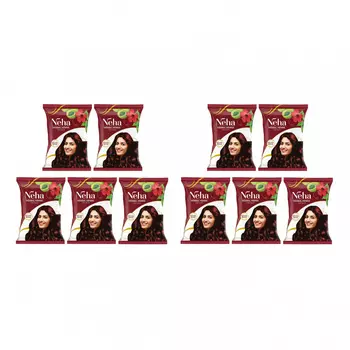 Набор Травяная хна для волос: Натуральный коричневый (10 x 15 г), Herbal Henna Hair Color Natural Brown Set, произв. Neha Herbal