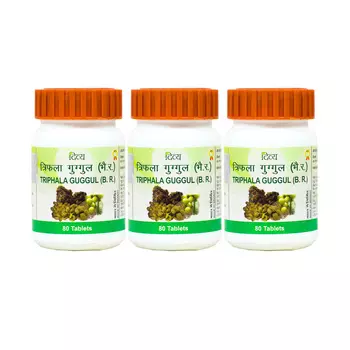Набор Трифала Гуггул (3 х 80 таб, 500 мг), Triphala Guggul Set, произв. Patanjali