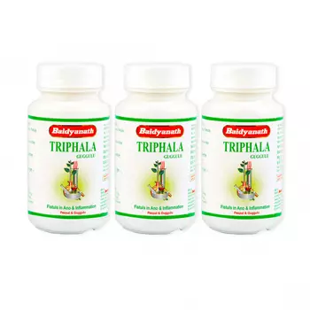 Набор Трифала Гуггул (3 х 80 таб, 375 мг), Triphala Guggulu Set, произв. Baidyanath