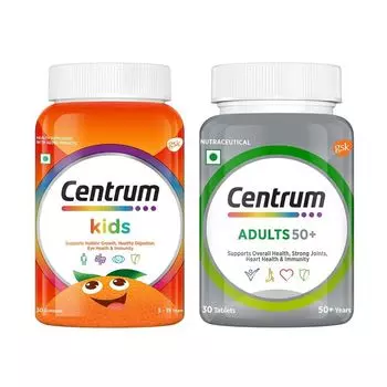 Набор: жевательные конфеты для детей и добавка для взрослых 50+ (30 шт + 30 таб), Kids Gummies & Adults 50+ Set, произв. Centrum