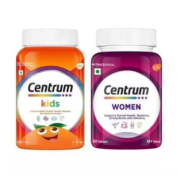Набор: жевательные конфеты для детей и добавка для женщин (30 шт + 30 таб), Kids Gummies & Women Set, произв. Centrum