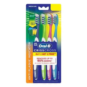 Набор зубных щеток средней жесткости (4 шт), Toothbrush Criss Cross Medium Set, произв. Oral-B