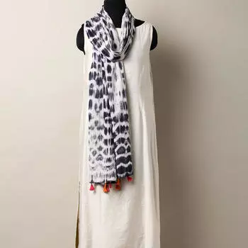 Накидка черно-белая, Tie & Dye Jodhpur Cotton Mull Dupatta Black, произв. MYINDIA
