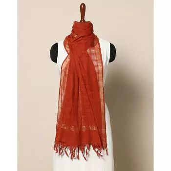 Накидка коралловая, Checked Cotton Dupatta with Zari Border, произв. MYINDIA