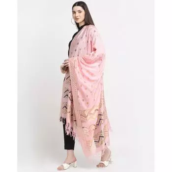 Накидка розовая с шевронным принтом, Chevron Print Dupatta with Tassels, произв. AJIO