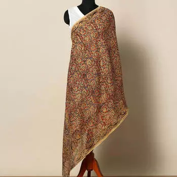 Накидка с этническим принтом, Handblock Kalamkari Printed Cotton Dupatta, произв. MYINDIA