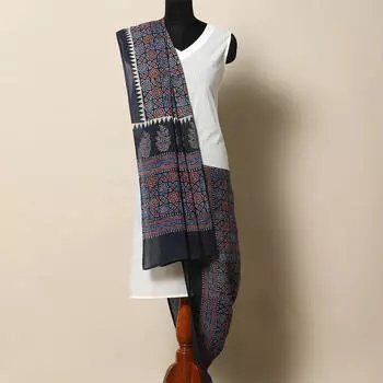 Накидка с цветочным узором, Handblock Flower Printed Cotton Mull Dupatta, произв. MYINDIA