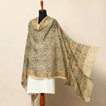 Накидка в стиле Каламкари, Hand Block Kalamkari Style Cotton Dupatta, произв. MYINDIA