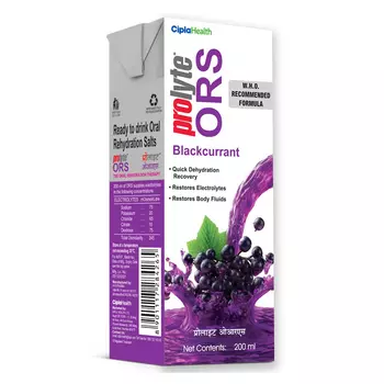 Напиток для восполнения электролитов со вкусом Черной смородины (200 мл), Prolyte ORS Blackcurrrant, произв. Cipla