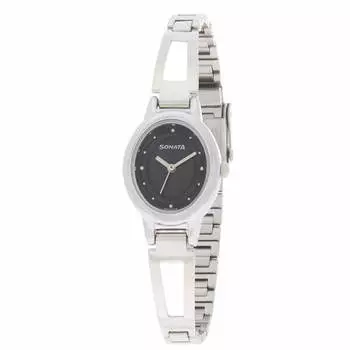 Наручные часы серебряного цвета, Silver Oval Shape Watch, произв. Sonata