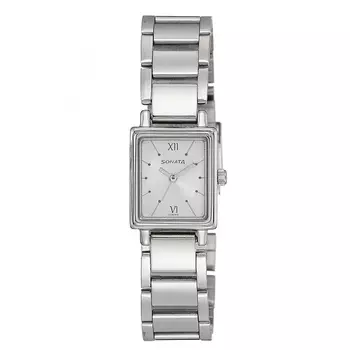Наручные часы серебряного цвета, Silver Rectangular Shape Watch, произв. Sonata