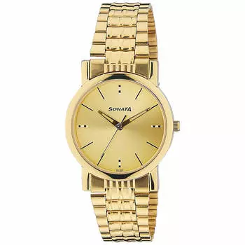 Наручные часы золотого цвета, Round Shape Gold Watch, произв. Sonata