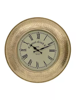 Настенные металлические часы с гравировкой, Латунь, 30 см, Iron Wall Clock Brass 12”, произв. John Molly Decor&Gifts