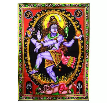 Настенный гобелен с рисунком Шивы (110 см х 75 см), Wall Hanging Shiva Print, произв. MYINDIA