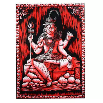 Настенный гобелен с сидящим Шивой (110 см х 75 см), Wall Hanging Sitting Shiva, произв. MYINDIA