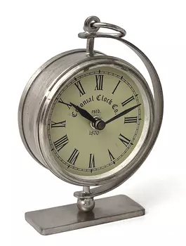 Настольные металлические часы, Никель (10 см), Iron Table Nickel Clock, произв. John Molly Decor&Gifts