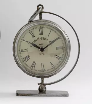Настольные металлические часы ручной работы, Цинк (10 см), IRON TABLE ZINK CLOCK 4, произв. John Molly Decor&Gifts