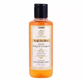 Натуральное средство для умывания с Апельсином и Лемонграссом (210 мл), Herbal Face Wash Orange & Lemongrass, произв. Khadi Natural