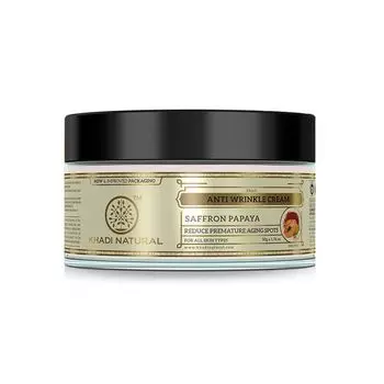 Натуральный крем для лица от морщин c Шафраном и Папайей (50 г), Saffron and Papaya Herbal Anti Wrinkle Cream, произв. Khadi Natural