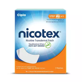 Никотиновый трансдермальный пластырь Шаг 2 (7 шт, 14 мг), Nicotex Nicotine Transdermal Patch Step 2, произв. Cipla