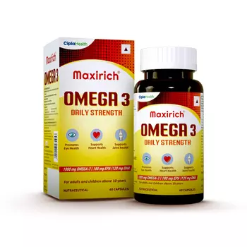 Омега 3 для ежедневной силы (60 кап, 1,38 г), Maxirich Omega 3 Daily Strength, произв. Cipla