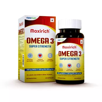 Омега 3 для суперсилы (60 кап, 1,869 г), Maxirich Omega 3 Super Strength, произв. Cipla
