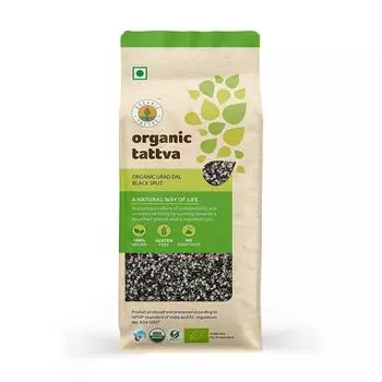 Органический черный Урад Дал колотый (500 г), Organic Urad Dal Black Split, произв. Organic Tattva