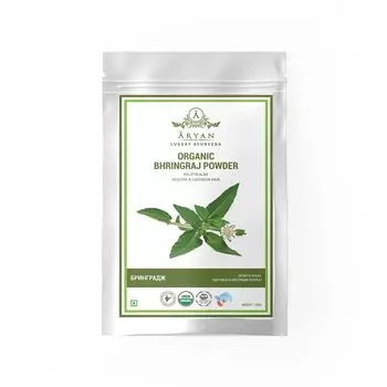 Органический порошок Брингараджа (100 г), Organic Bhringraj Powder, произв. Aryan