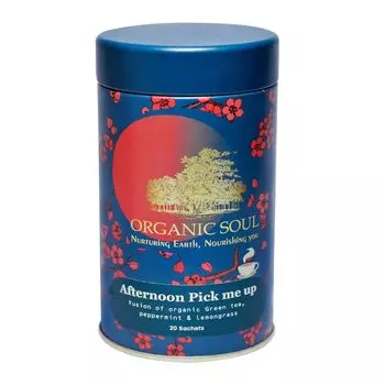 Органический Зеленый чай с Мятой и Лемонграссом (20 пак, 2 г), Afternoon Pick Me Up, произв. Organic Soul