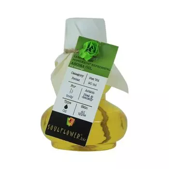 Освежающее ароматическое массажное масло Лемонграсс и Мята (90 мл), Lemongrass Peppermint Refreshing Aroma Massage Oil, произв. Soulflower