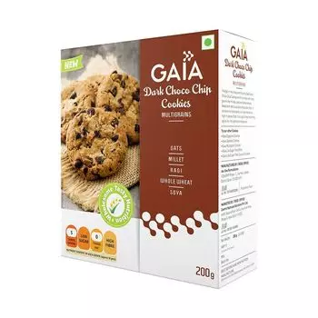 Печенье с темным Шоколадом (200 г), Dark Choco Chip Cookies, произв. Gaia